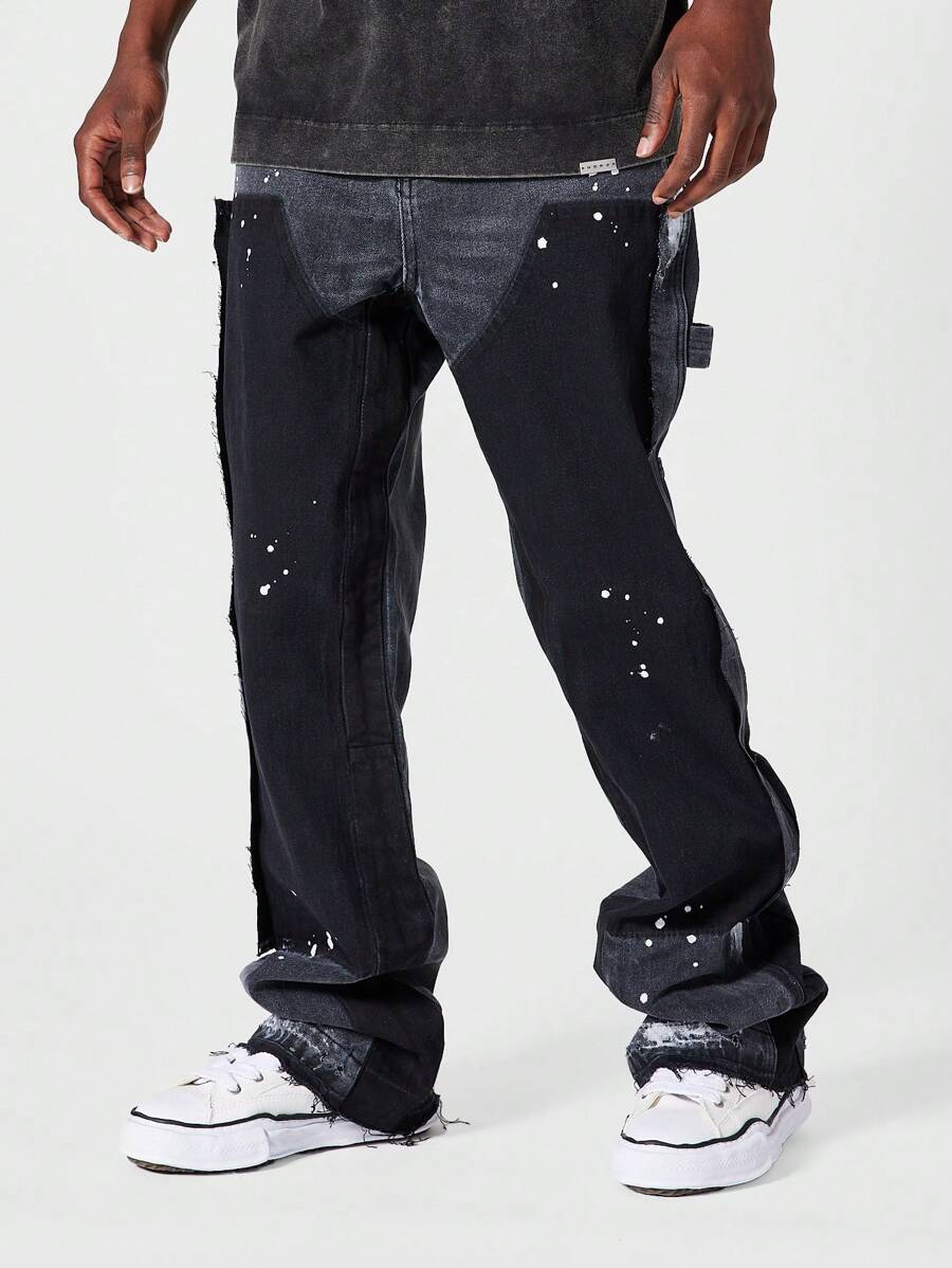 Flare Carpenter Paint Jeans - Black